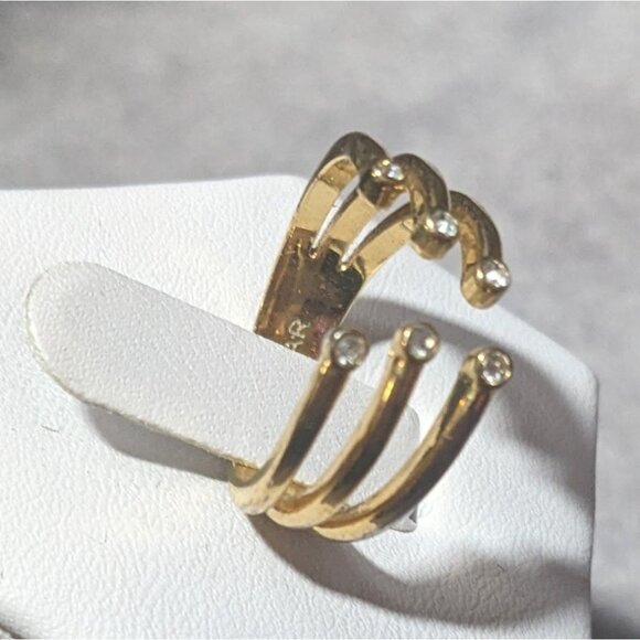 Baublebar Glam Gold Tone Tripe Layer Cage Ring With Clear Stones Size 7 - Picture 2 of 12